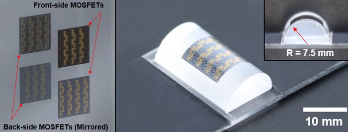 Ultrathin silicon double-sided metal-oxide-semiconductor field-effect transistor (MOSFET)