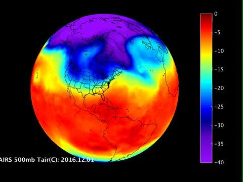 Aqua Video of Cold Air Descending into US