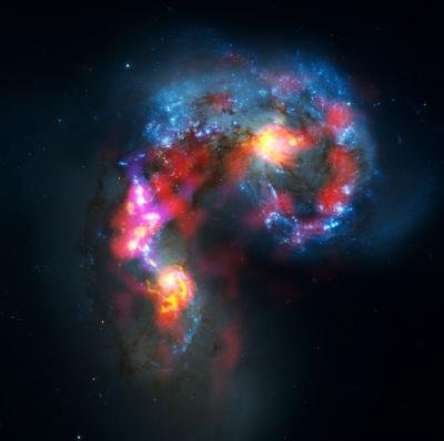 Antennae Galaxies Composite of ALMA and Hubble Observations