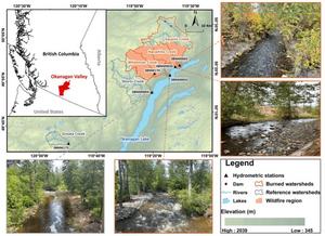 Locations of the Okanagan Valley, study watersheds, and sampling sites.