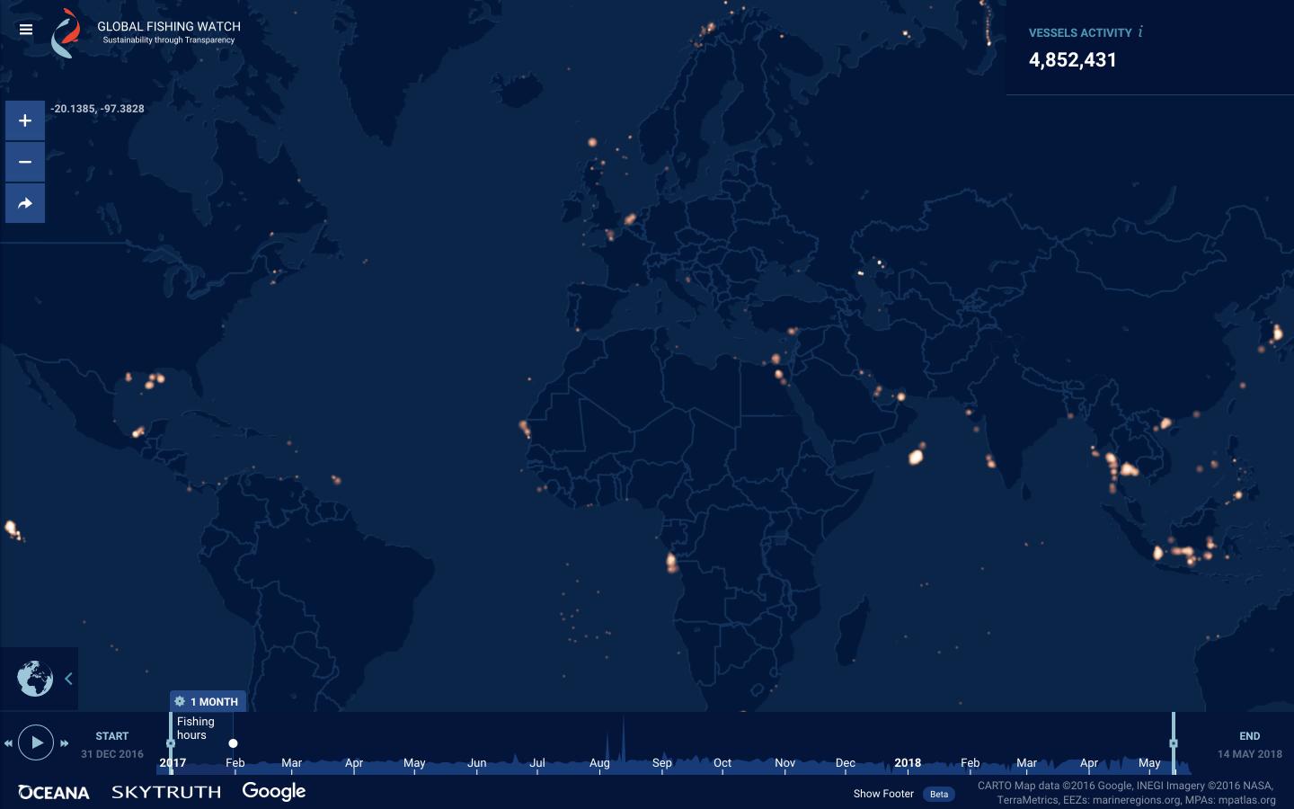 Global Fishing Watch New Night Light Layer Global Overview