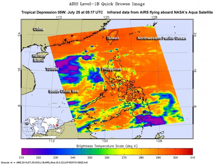 NASA sees formation of Tropical Depression 05W in infrared | EurekAlert!