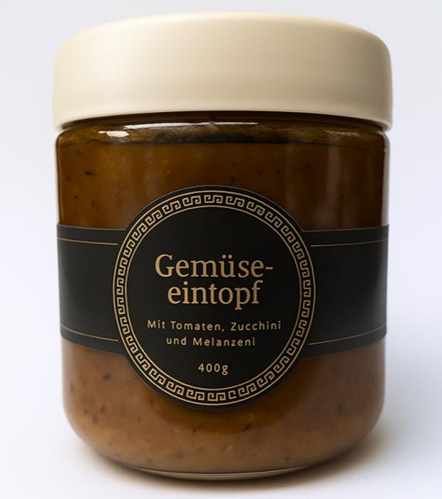Transparent jar of stew