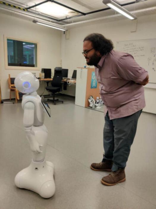 Pepper the robot meets a researcher