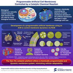 Programmable Artificial-Cell Membranes Controlled by a Catalytic Chemical Reaction
