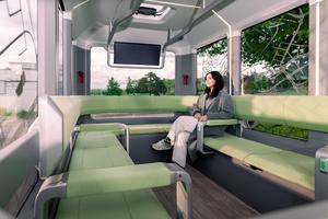 A look into the passenger capsule: The modular vehicle concept enables different applications – from passenger transport to logistics. (Photo: Amadeus Bramsiepe, KIT)
