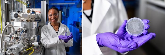 researcher holding sample