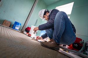 PhD student installs sensors