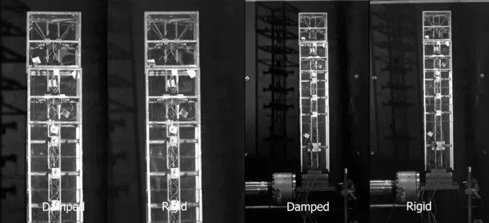 GIF - Side by side demonstration of concept under seismic tests