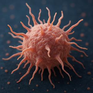 Computer visualization of a macrophage with its characteristic protrusions used to sense its environment, to “crawl”, and to engage pathogens.