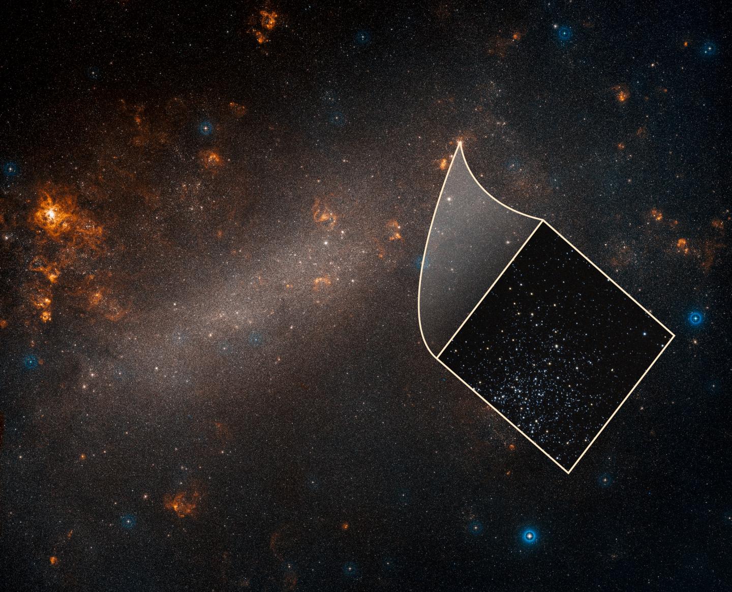 Large Magellanic Cloud with Star Cluster inset