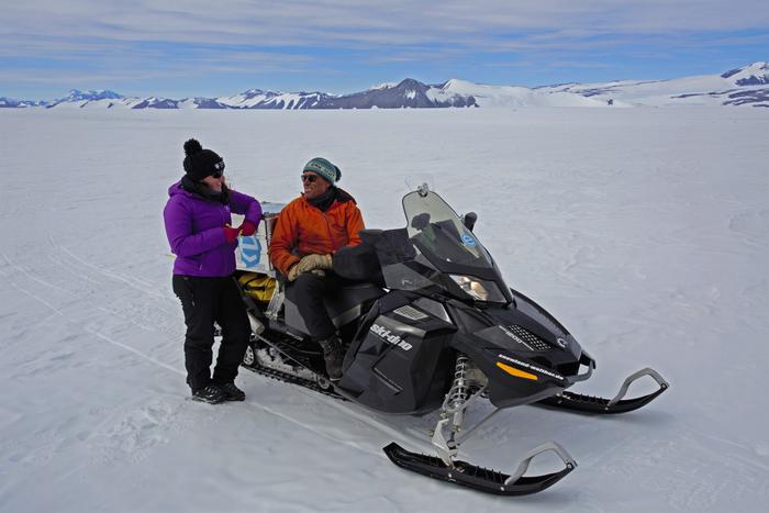 Photo 5: During her fieldwork, Dr Kate Winter worked alongside renowned polar explorer Alain Hubert, who founded the International Polar Foundation. Credit: Henri Robert, IPF