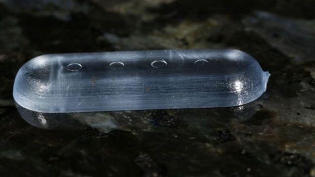 Plastic Prototype Pill with '3-D Barcode' Indentations