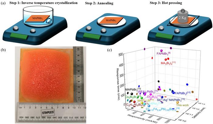 Step by step fabrication of single-crystal-like hybrid perovskite film.