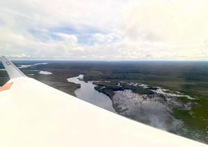 View from the HALO research aircraft over the Amazon wetlands