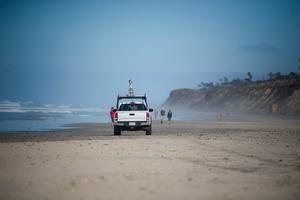 Truck equipped with a LiDAR system conducts survey of a San Diego beach