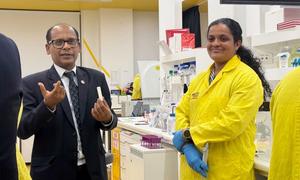 Professor Vipul Bansal with test prototype
