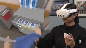 Learner using VR training module for PPE scenario