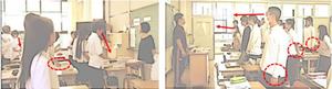 Comparison of the two teachers’ classes at the beginning of greetings
