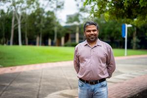 Dr Varghese Peter on campus at the University of the Sunshine Coast