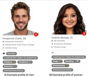 Example male and female dating profiles