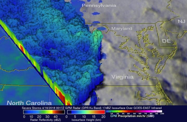 GPM 3-D Image of Eastern US Storms