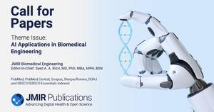 JMIR Biomedical Engineering invites submissions on AI Applications in Biomedical Engineering