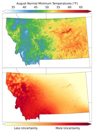 Montana August Minimum Temperatures