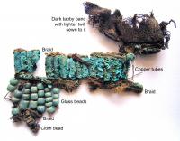 Wool Fabric with Copper, Glass and Cloth Bead Attachments