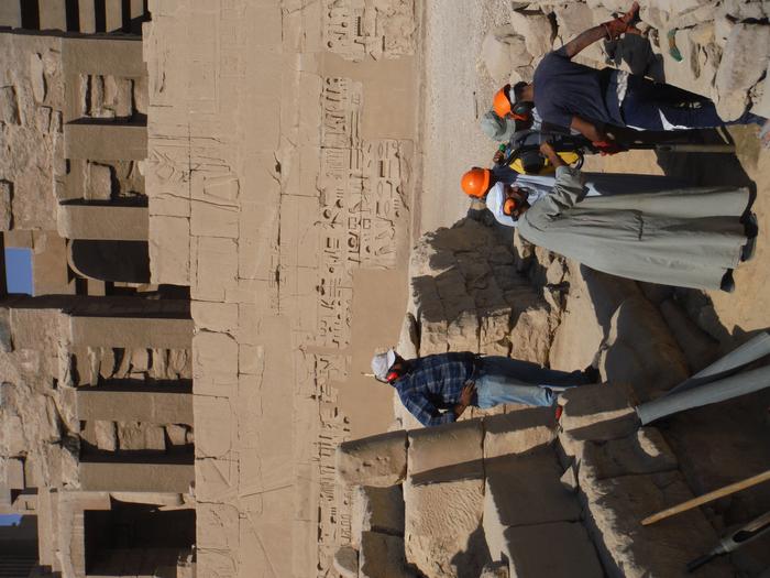 Core samples being extracted at Karnak 2.