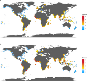 Risk maps for labor abuse and illegal, unregulated and unreported fishing at port.