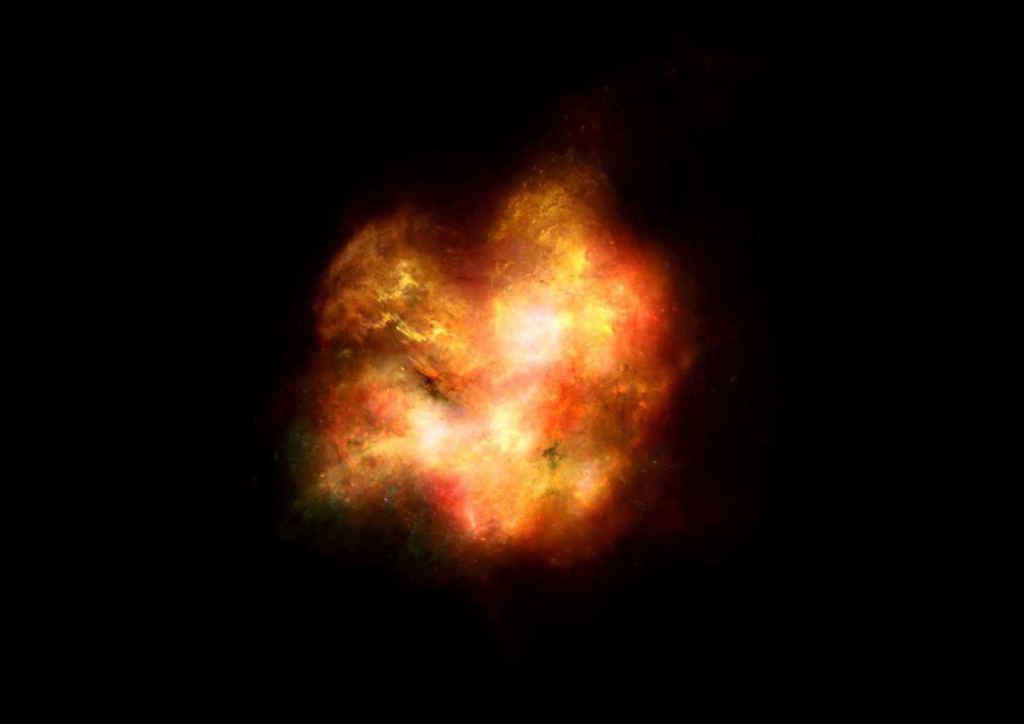 Artist's Illustration of What One of the Very First Galaxies in the Universe Might Have Looked Like