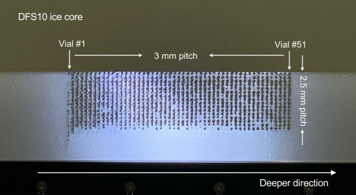 The laser melting sampler has a depth-resolution of 3 mm