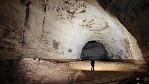 Researchers explore underground cave