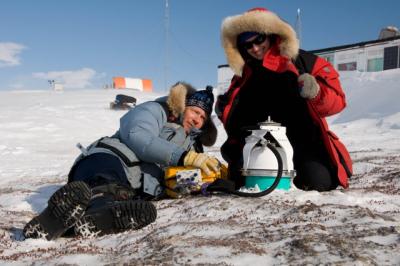 Lyle Whyte and Nadia Mykytczuk, McGill University, in the field