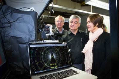 Team with Electron Diffraction Pattern