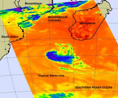 NASA Aqua Satellite Image of Irina