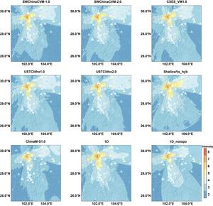 Predicted shaking intensity varies with velocity model choice during the 2022 Luding earthquake