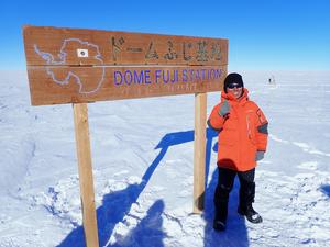 Professor Naoyuki Kurita at Dome Fuji Station, East Antarctica