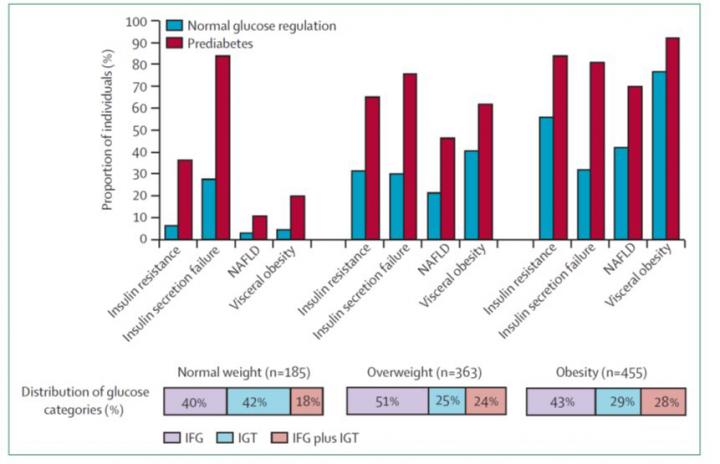 Proportion of Individuals with Insulin Resistance, Insulin Secretion Failure, Nafld, and Visceral Ob