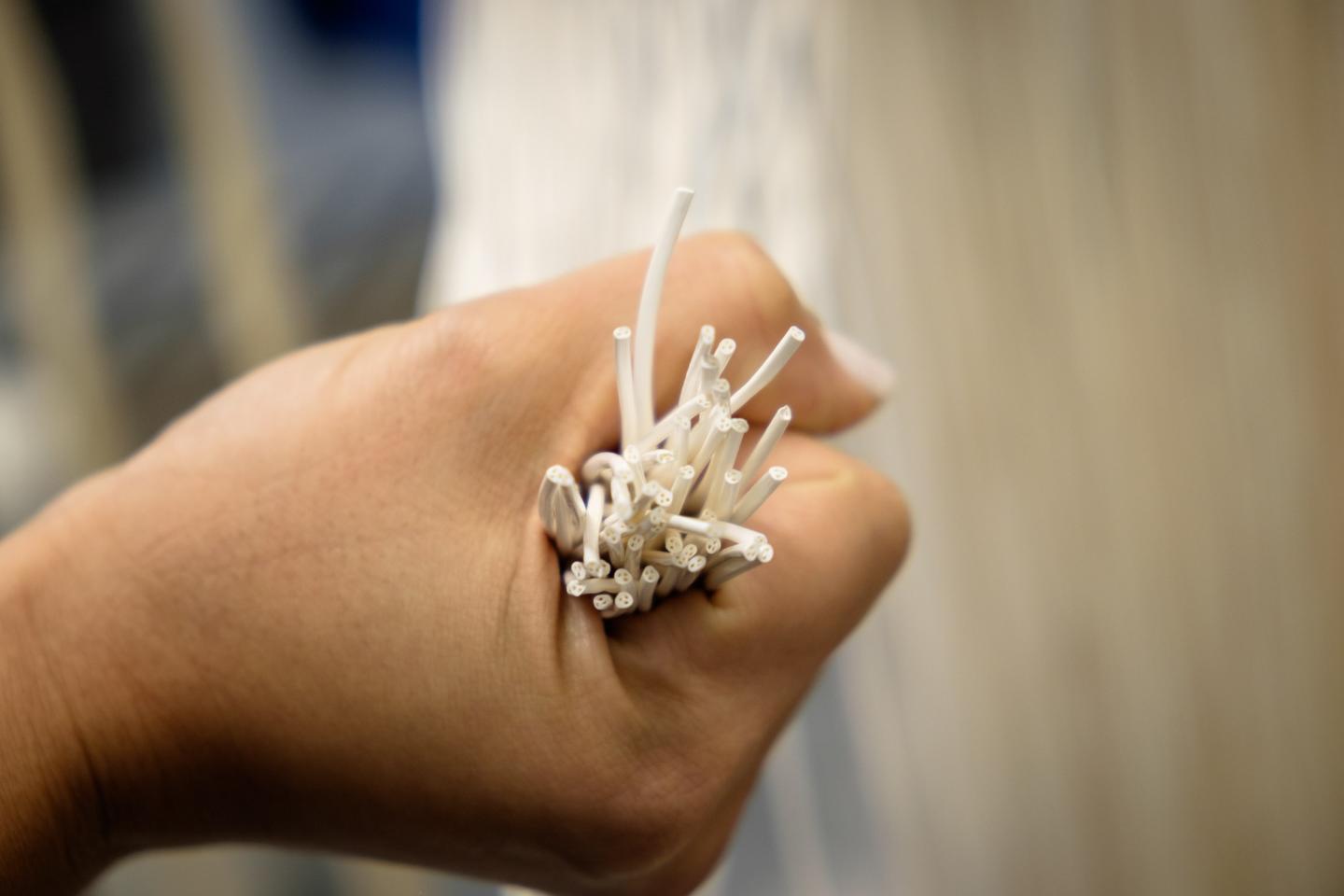 Close up of the Tri-Bore Hollow-Fiber Membrane