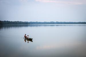 Canoeing on Limoncocha Lagoon, Ecuador