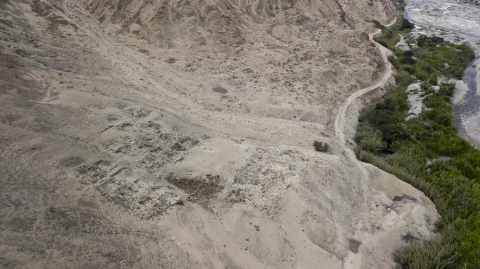 Aerial view of a cemetery in the middle Chincha Valley