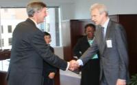 NSF's David Stonner, Machi Dilworth and Cora Marrett Greet Russian Science Minister Andrei Fursenko