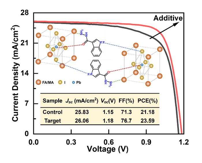 Impact of 1H-CBH on perovskite solar cells