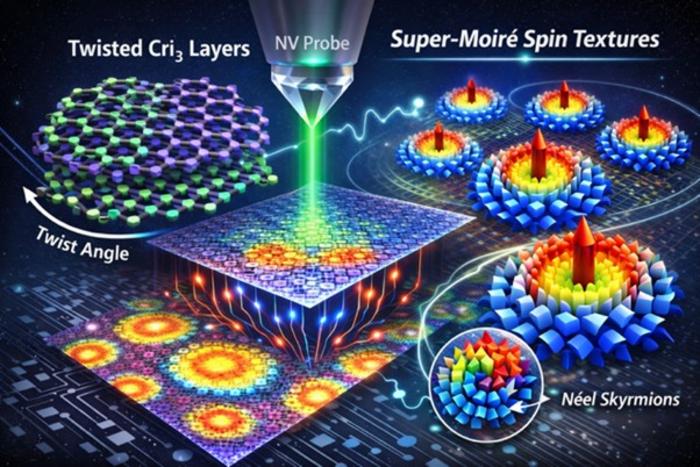 Super-moire spin textures. Credit-Dr Elton Santos-University of Edinburgh.