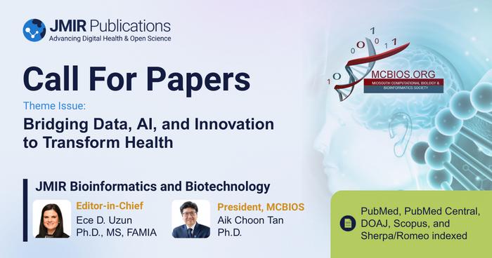 JMIR Publications’ JMIR Bioinformatics and Biotechnology invites submissions on Bridging Data, AI, and Innovation to Transform Health