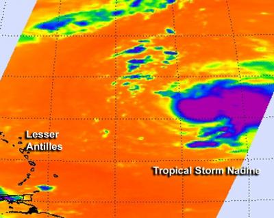 NASA's Aqua Satellite Passed Over Tropical Storm Nadine