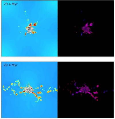 Face-on and Edge-on Simulations of Streams of Gas Mixing before Collapsing to Form Stars