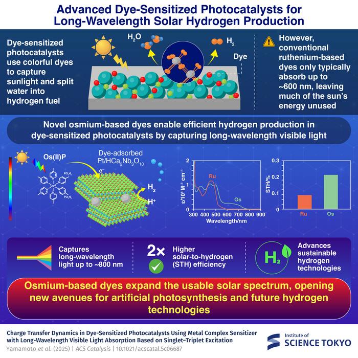 New Dye‑Sensitized Photocatalysts for Long‑Wavelength Solar Hydrogen Production